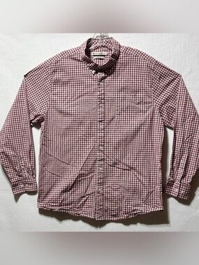 Southern Proper Henning Shirt Burgundy Gingham Button Down Long Sleeve Preppy